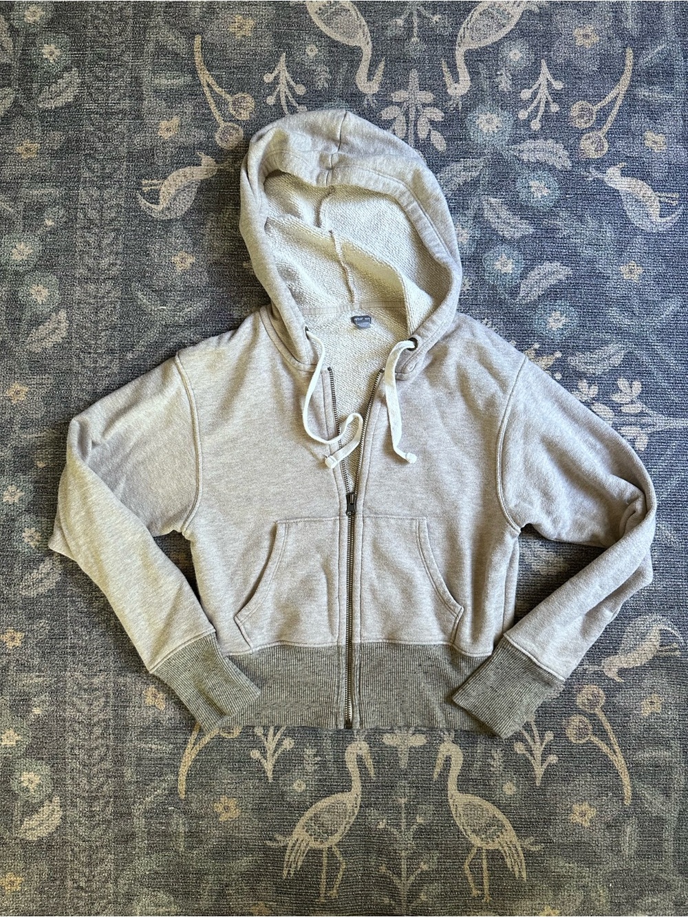 Aerie Oatmeal Cream Full-Zip Hoodie with Drawstring XS